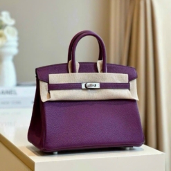 Túi Birkin 25 Togo Leather Craie With Silver Hardware Màu Tím